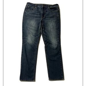 American Eagle High Rise Skinny Stretch Dark Blue Denim Jeans Sz 14R